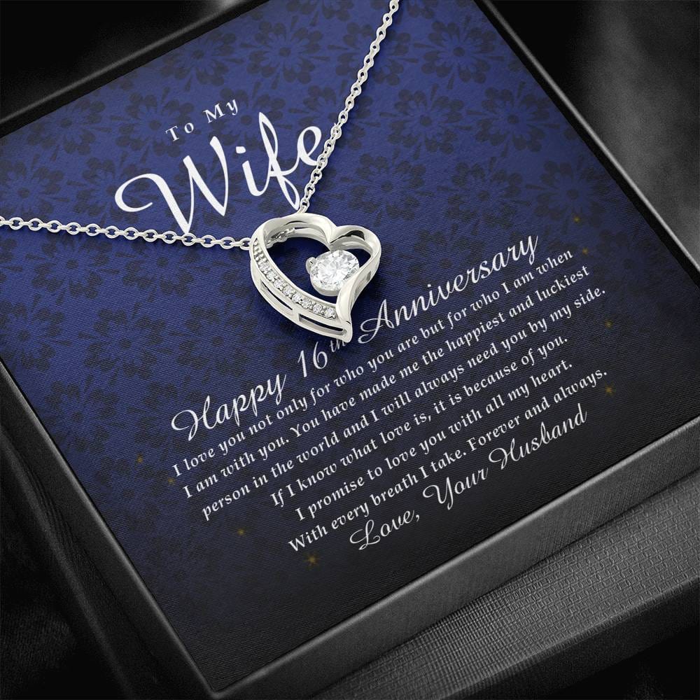 Forever Heart Necklace, Happy 16th Anniversary