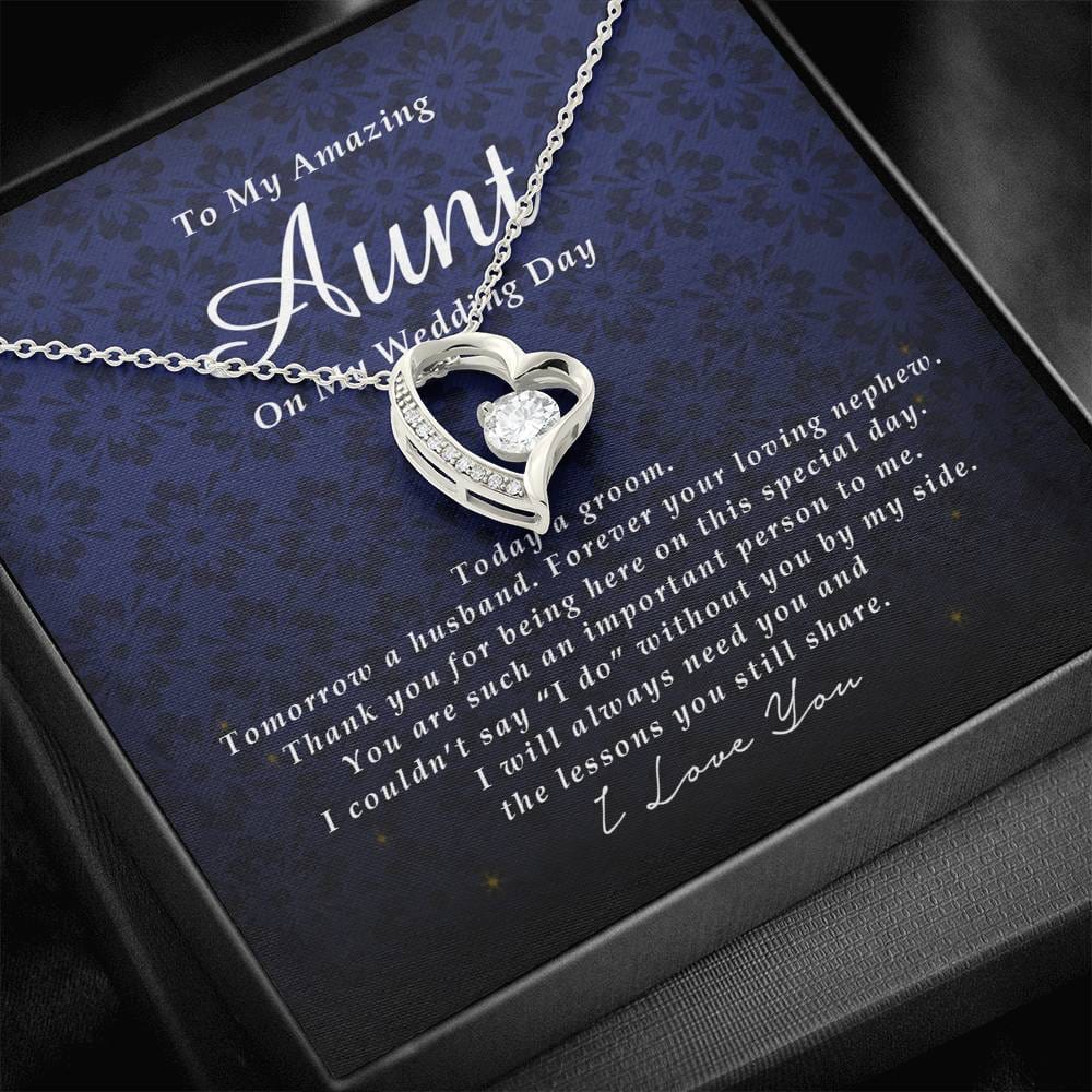 Forever Heart Necklace, To My Aunt on My Wedding Day, Gift from Groom, Wedding Gift from Nephew