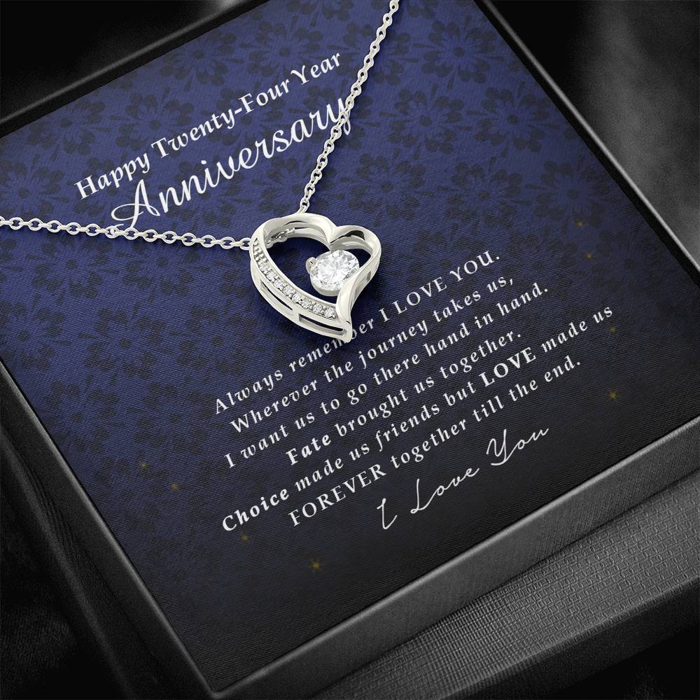 Forever Heart Necklace, Twenty Four Year Anniversary Gift