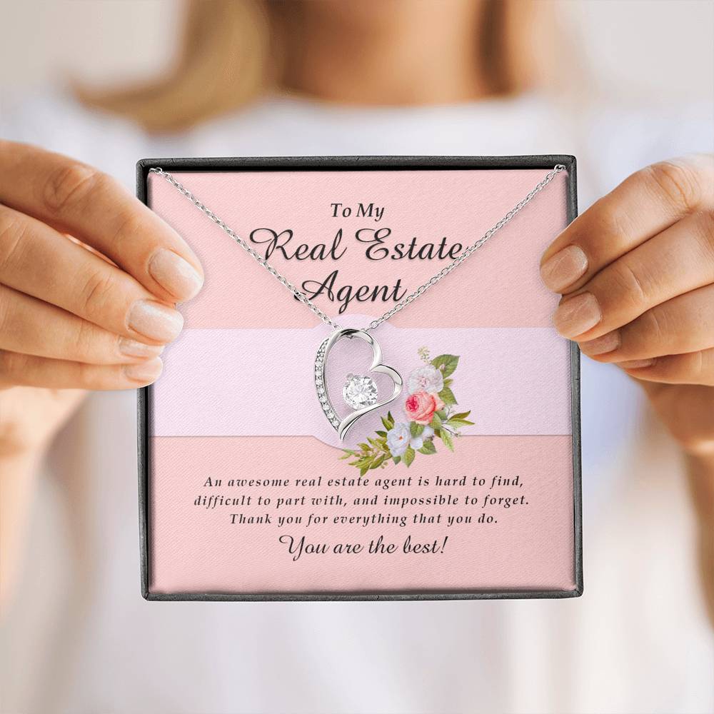 Forever Heart Necklace, Real Estate Agent Jewelry Card