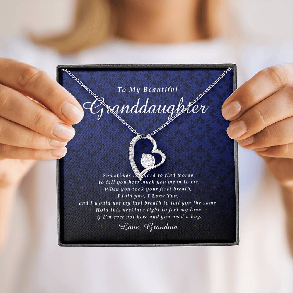 Forever Heart Necklace, To My Beautiful Granddaughter, With Love From Grandma