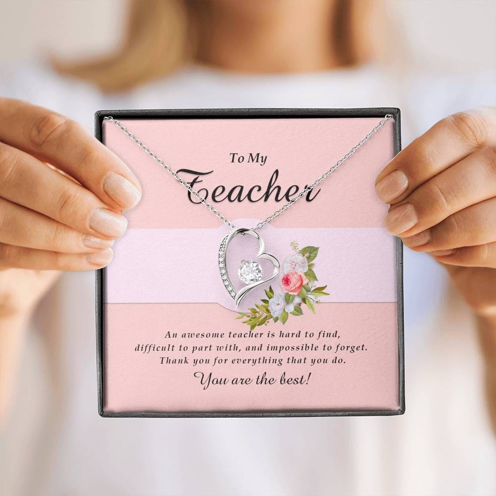 Forever Heart Necklace, Teacher Jewelry Card