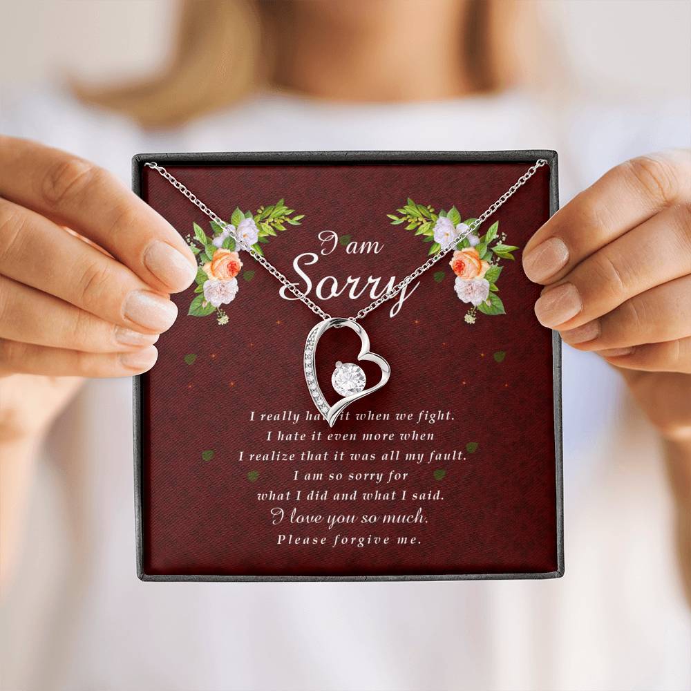 Forever Heart Necklace, I'm Sorry Card, Apology Gift For Her, Forgiveness Gift, I’m Sorry Gift For Wife / Girlfriend, Gift To Say Sorry
