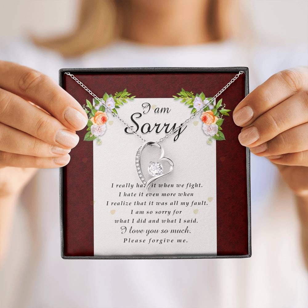 Forever Heart Necklace, I'm Sorry Card, Apology Gift For Her, Forgiveness Gift, I’m Sorry Gift For Wife / Girlfriend, Gift To Say Sorry