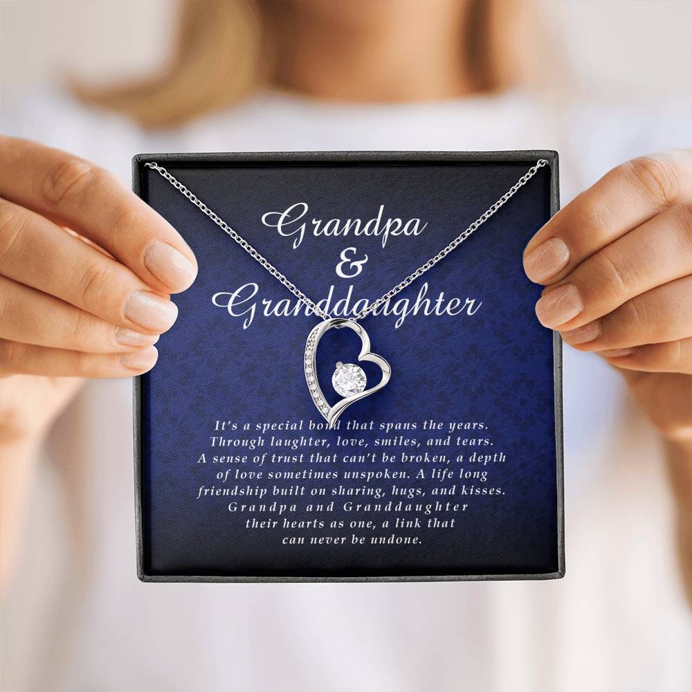 Forever Heart Necklace, Granddaughter Jewelry Card from Grandpa