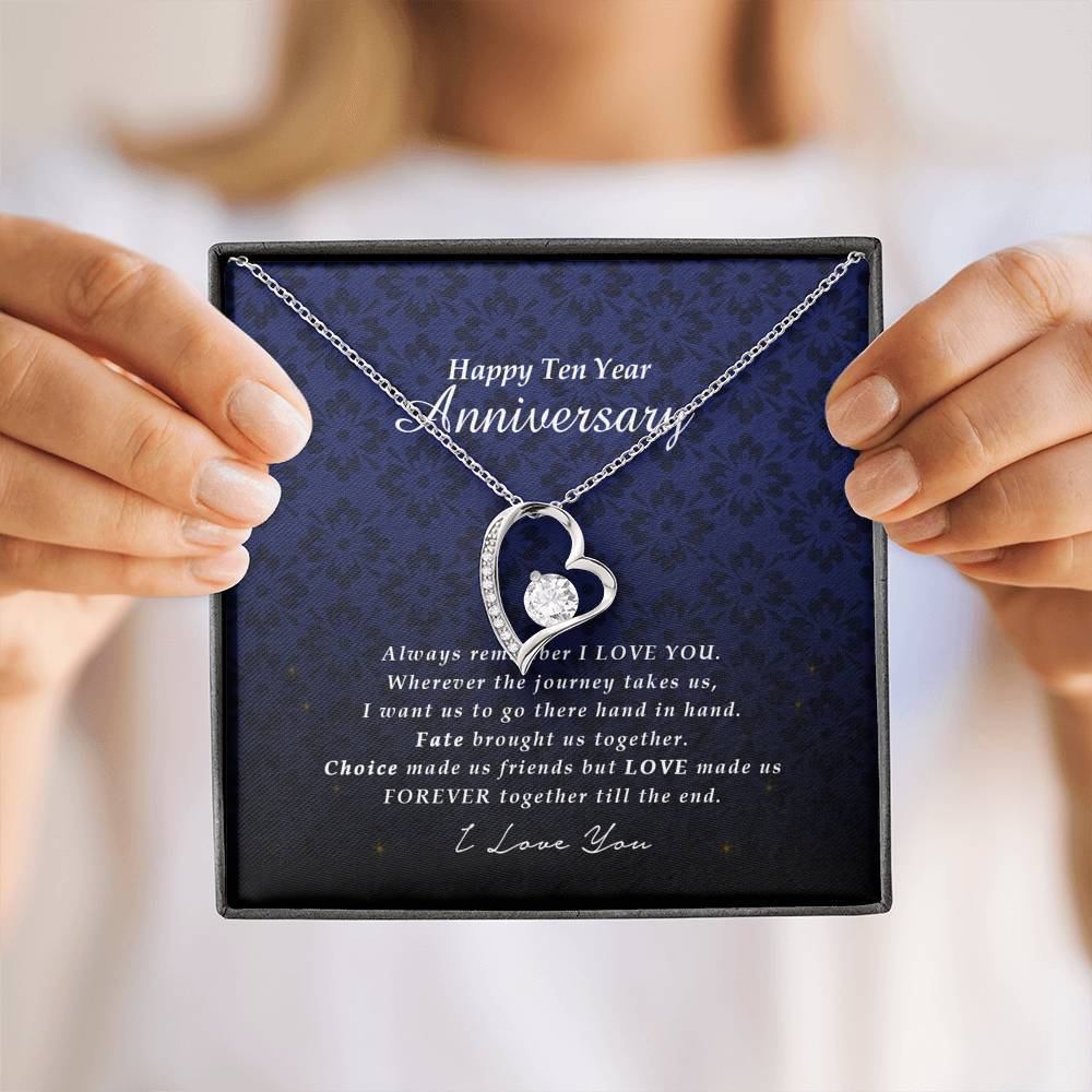 Forever Heart Necklace, Ten Year Anniversary Gift