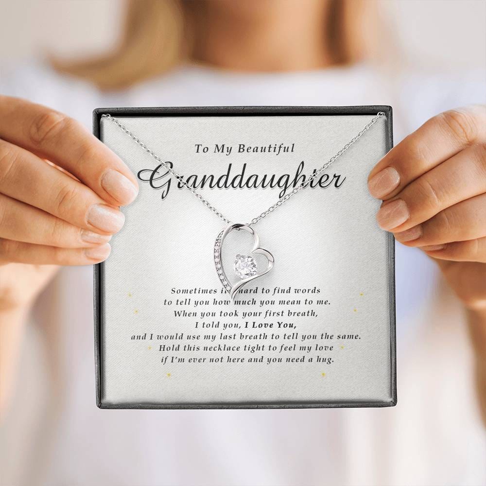 Forever Heart Necklace, To My Beautiful Granddaughter, With Love From Grandma / Grandpa
