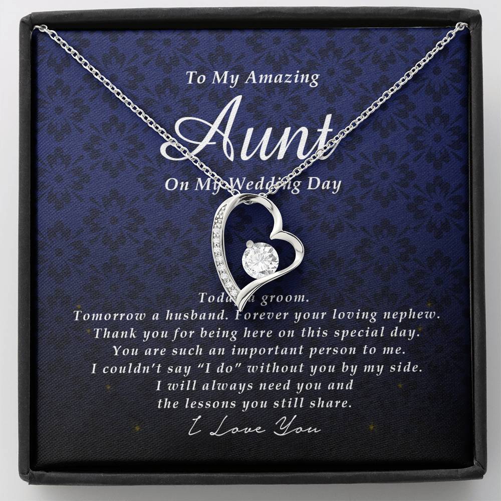 Forever Heart Necklace, To My Aunt on My Wedding Day, Gift from Groom, Wedding Gift from Nephew
