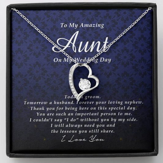 Forever Heart Necklace, To My Aunt on My Wedding Day, Gift from Groom, Wedding Gift from Nephew