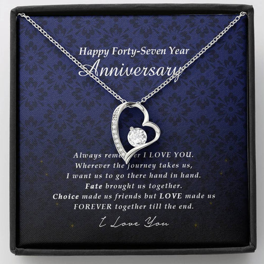 Forever Heart Necklace, Forty Seven Year Anniversary Gift
