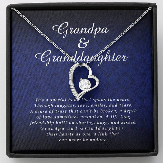 Forever Heart Necklace, Granddaughter Jewelry Card from Grandpa