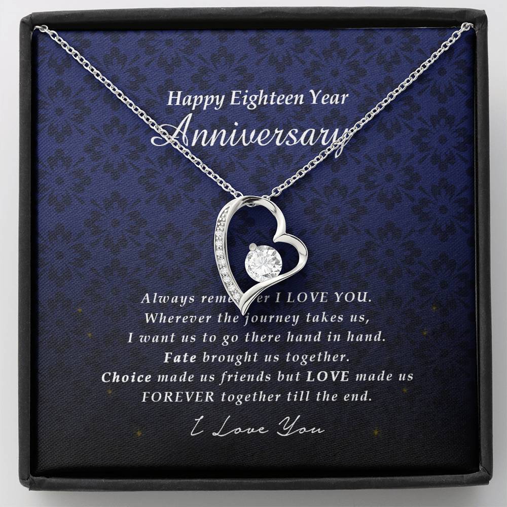 Forever Heart Necklace, Eighteen Year Anniversary Gift