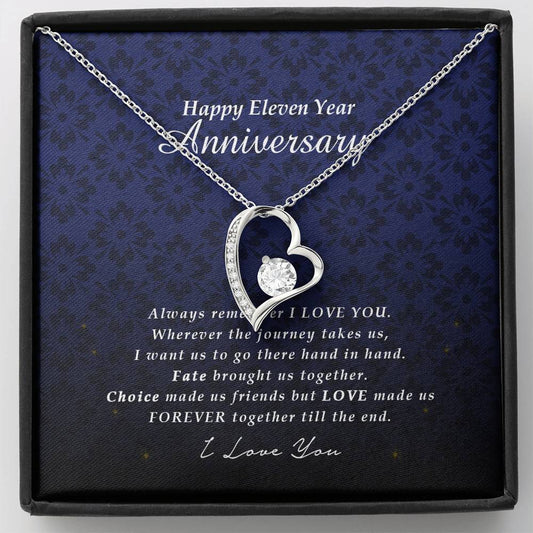 Forever Heart Necklace, Eleven Year Anniversary Gift