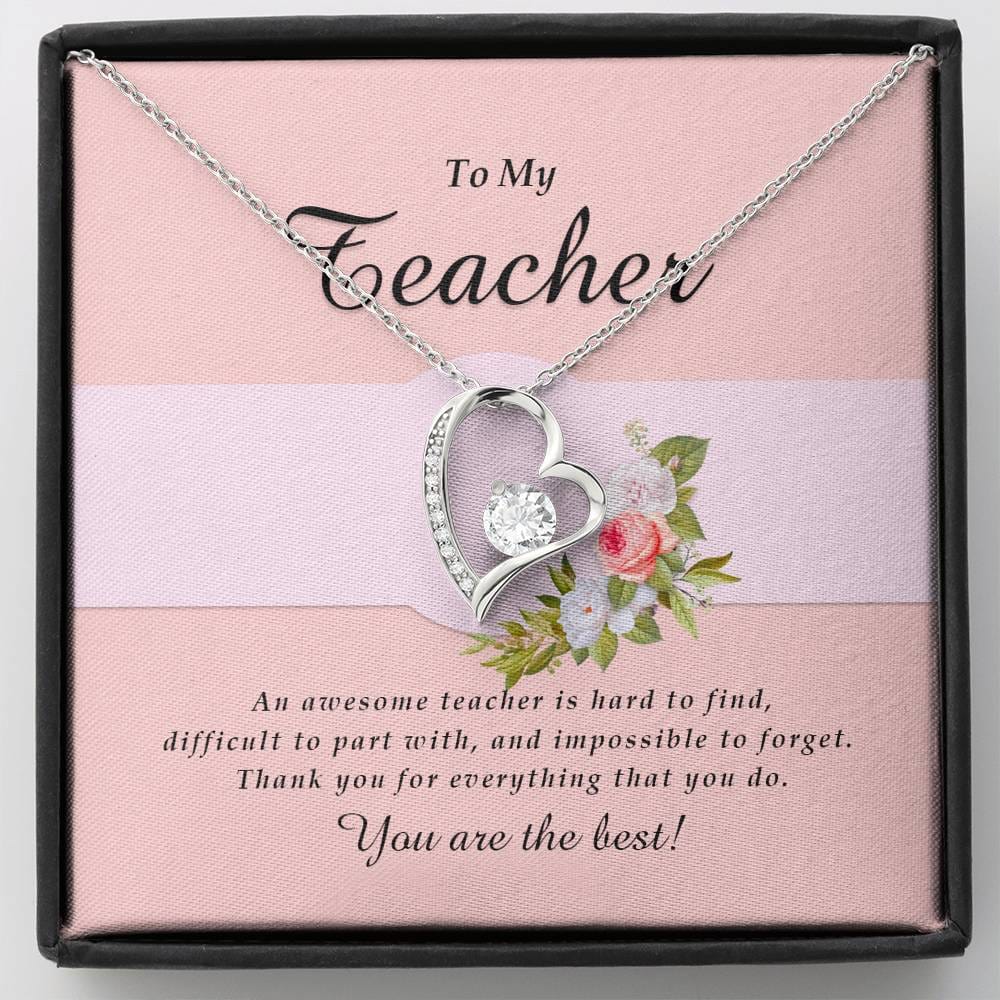 Forever Heart Necklace, Teacher Jewelry Card