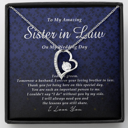 Forever Heart Necklace, To My Sister In Law on My Wedding Day, Gift from Groom, Wedding Gift from Brother In Law