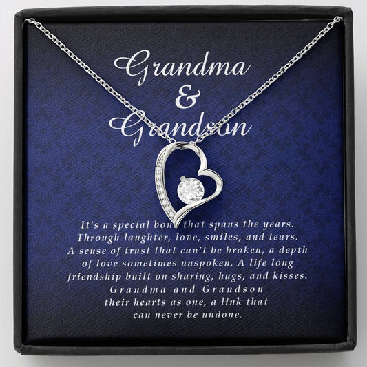 Forever Heart Necklace, Grandma Jewelry Card from Grandson