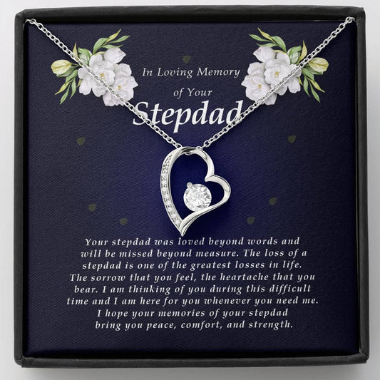 Forever Heart Necklace, Memorial Gift For Loss of Stepdad