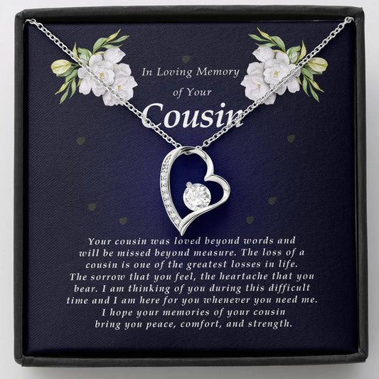 Forever Heart Necklace, Memorial Gift For Loss of Cousin