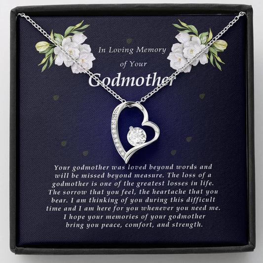 Forever Heart Necklace, Memorial Gift For Loss of Godmother