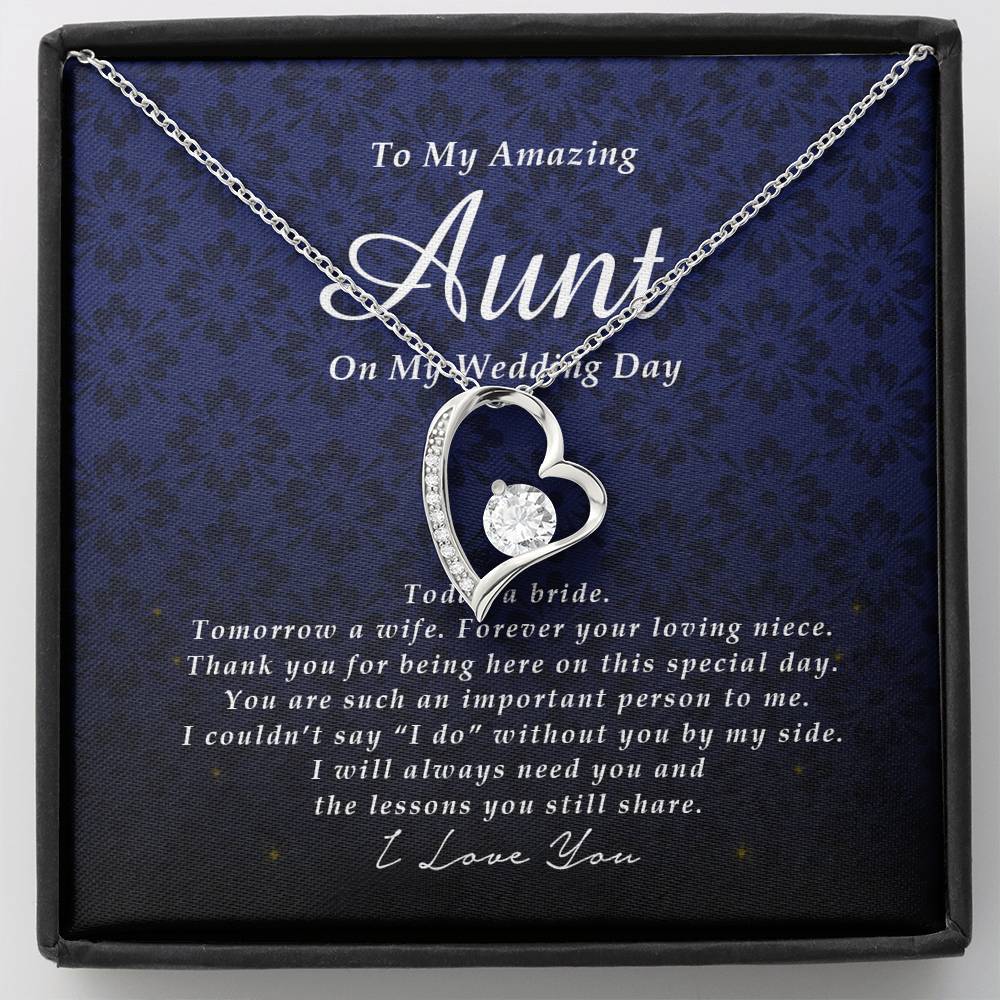 Forever Heart Necklace, To My Aunt, Gift from Bride, Wedding Day Gift from Niece
