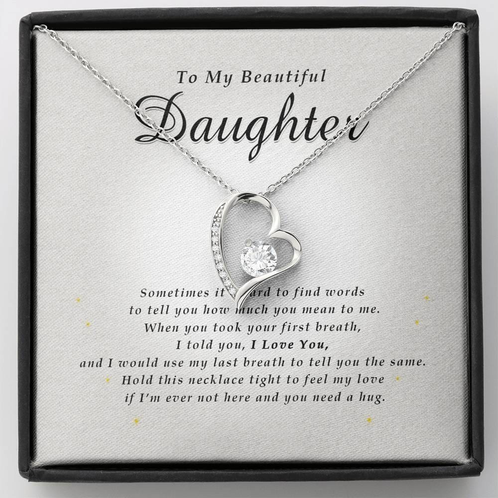 Forever Heart Necklace, To My Beautiful Daughter, With Love From Mom / Dad