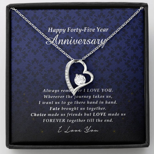 Forever Heart Necklace, Forty Five Year Anniversary Gift
