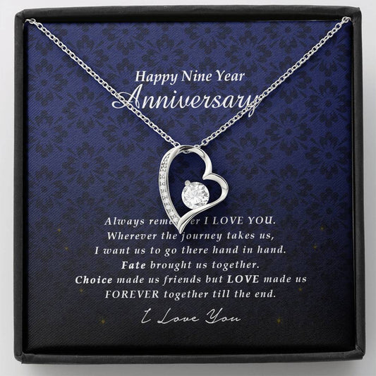 Forever Heart Necklace, Nine Year Anniversary Gift