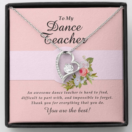 Forever Heart Necklace, Dance Teacher Jewelry Card