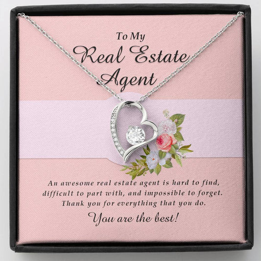 Forever Heart Necklace, Real Estate Agent Jewelry Card
