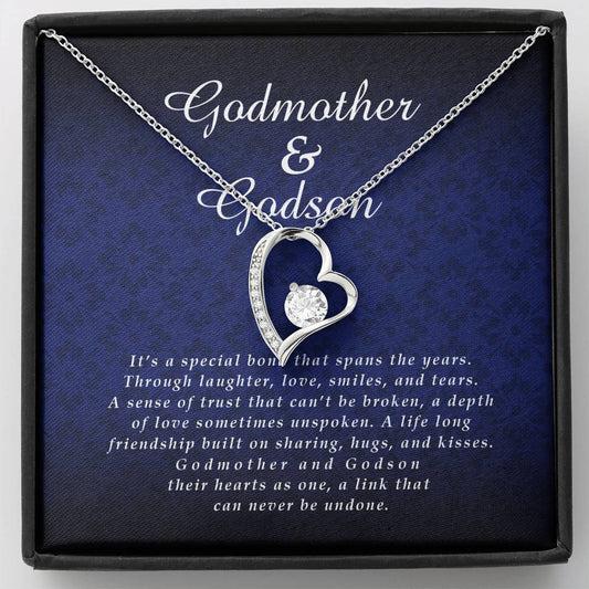 Forever Heart Necklace, Godmother Jewelry Card from Godson