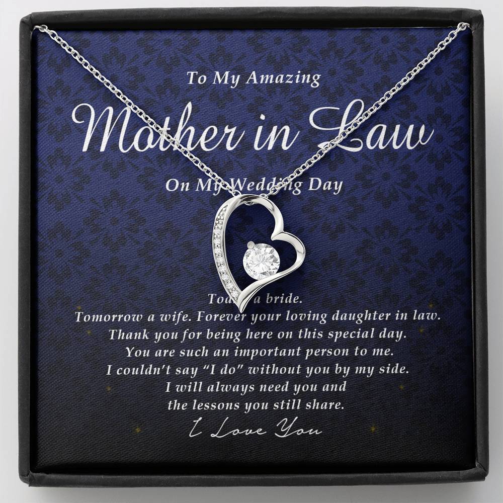 Forever Heart Necklace, To My Mother In Law on My Wedding Day, Gift from Bride, Wedding Gift from Daughter In Law