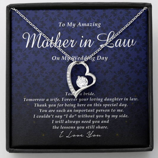 Forever Heart Necklace, To My Mother In Law on My Wedding Day, Gift from Bride, Wedding Gift from Daughter In Law