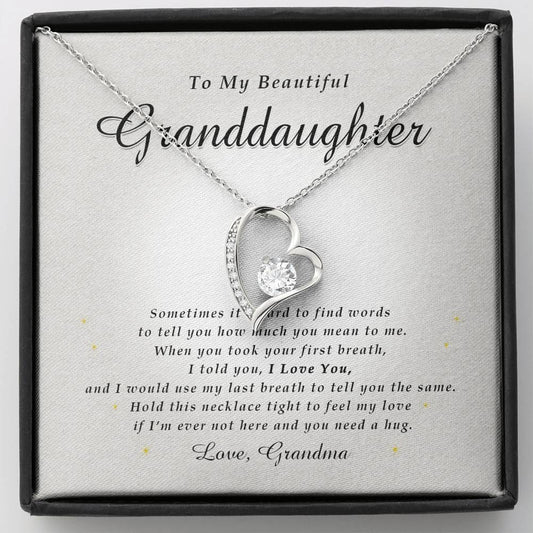 Forever Heart Necklace, To My Beautiful Granddaughter, With Love From Grandma