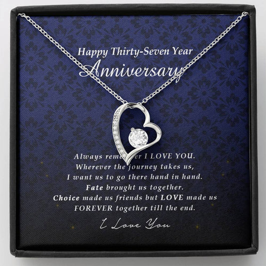 Forever Heart Necklace, Thirty Seven Year Anniversary Gift