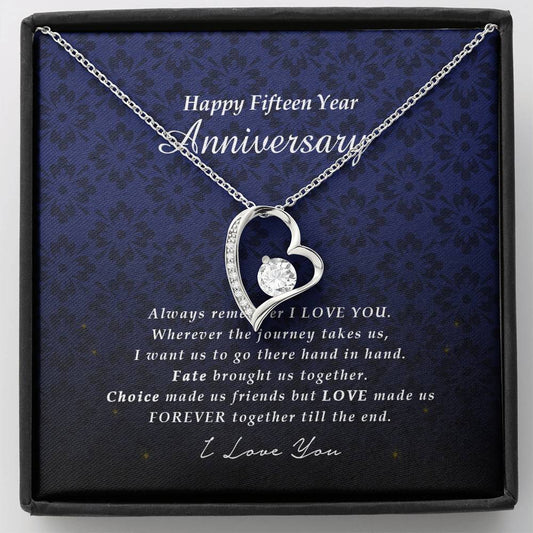 Forever Heart Necklace, Fifteen Year Anniversary Gift