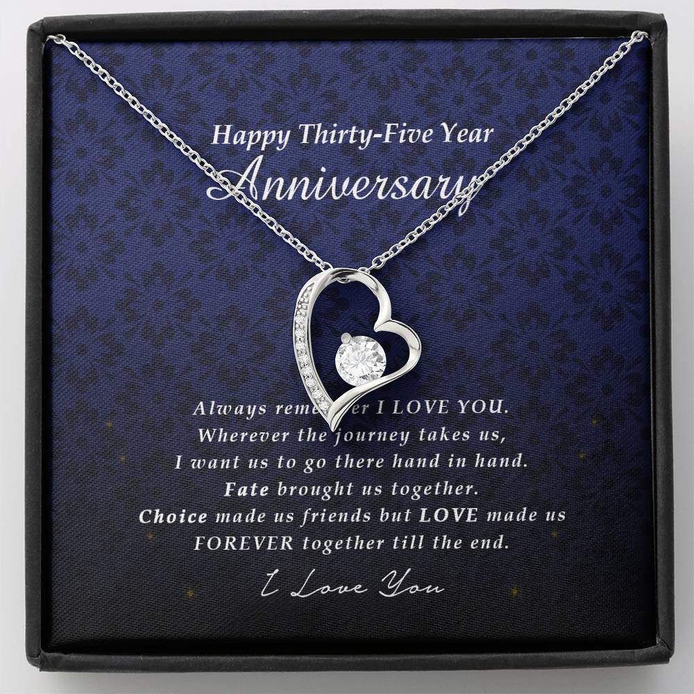 Forever Heart Necklace, Thirty Five Year Anniversary Gift