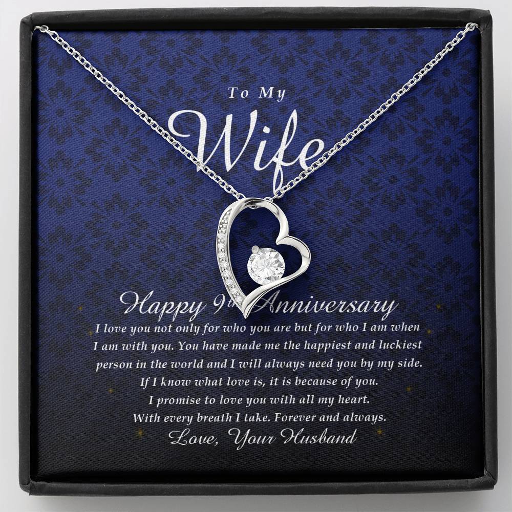 Forever Heart Necklace, Happy 9th Anniversary