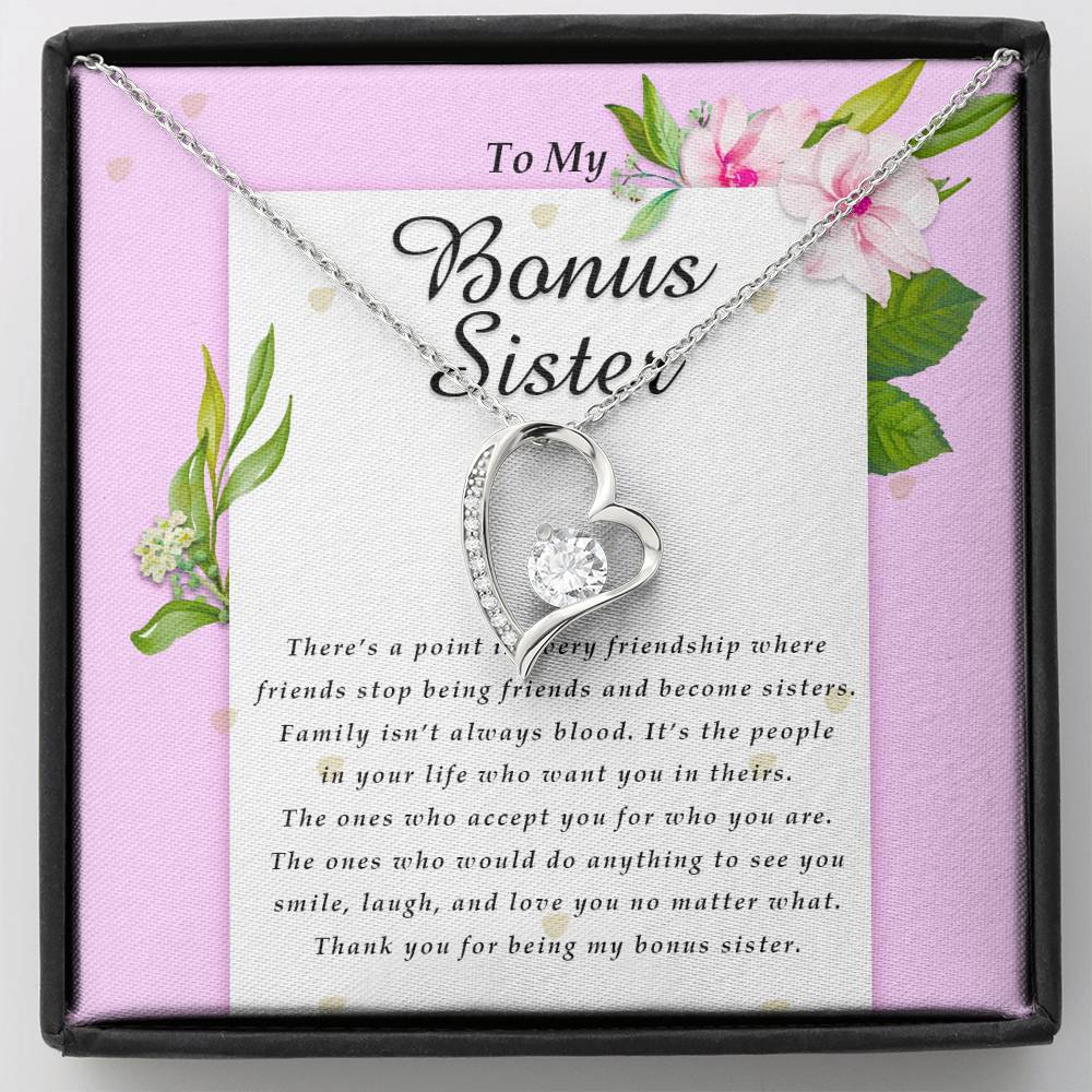Forever Heart Necklace, To My Bonus Sister