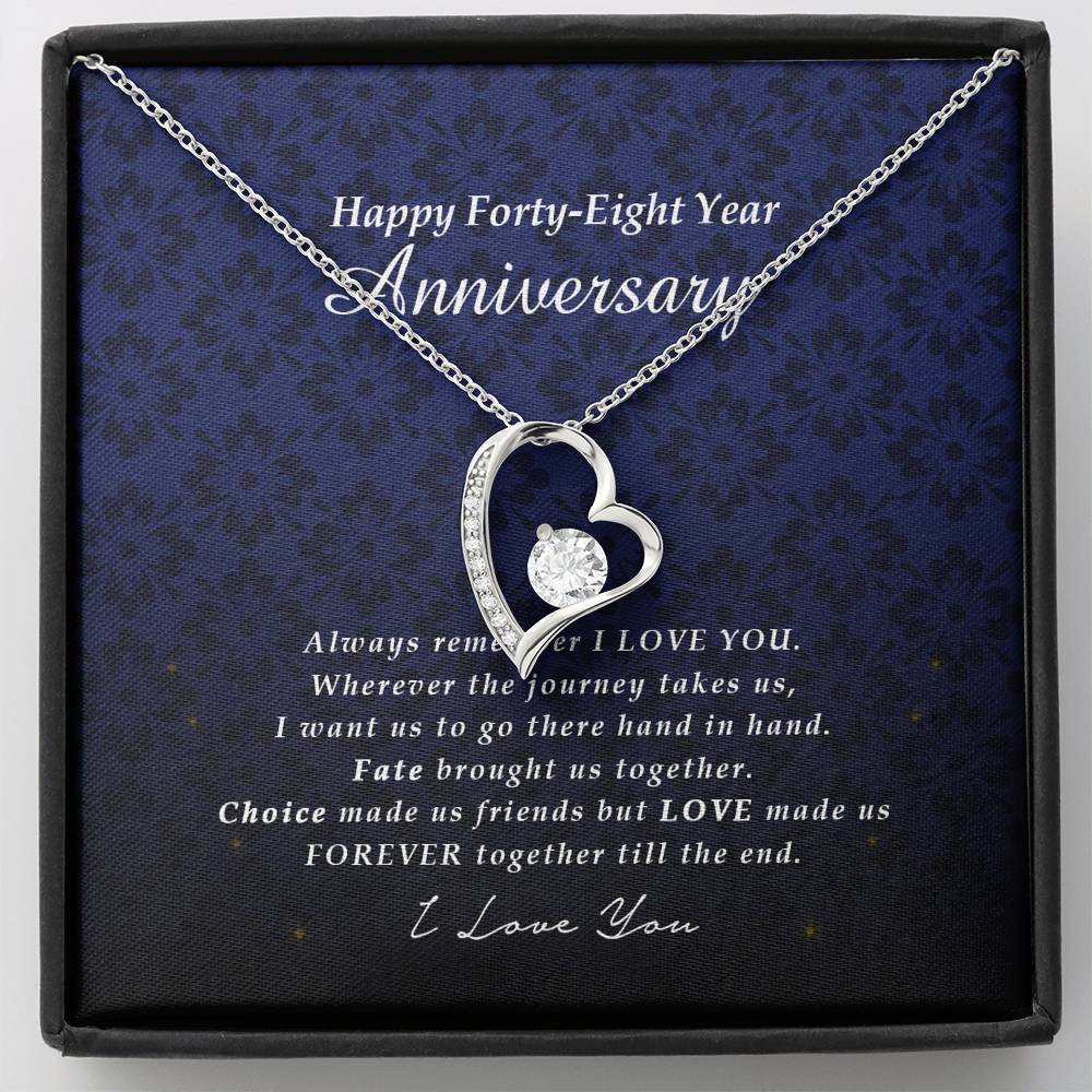 Forever Heart Necklace, Forty Eight Year Anniversary Gift