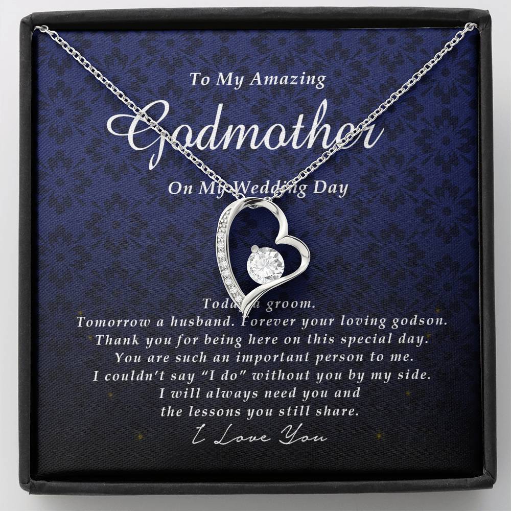 Forever Heart Necklace, To My Godmother on My Wedding Day, Gift from Groom, Wedding Gift from Godson