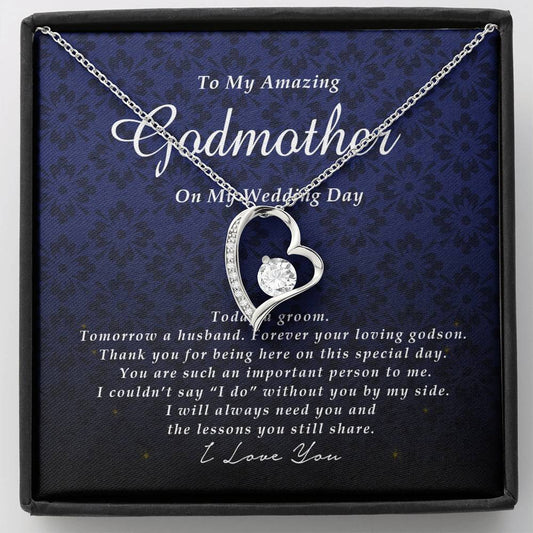 Forever Heart Necklace, To My Godmother on My Wedding Day, Gift from Groom, Wedding Gift from Godson