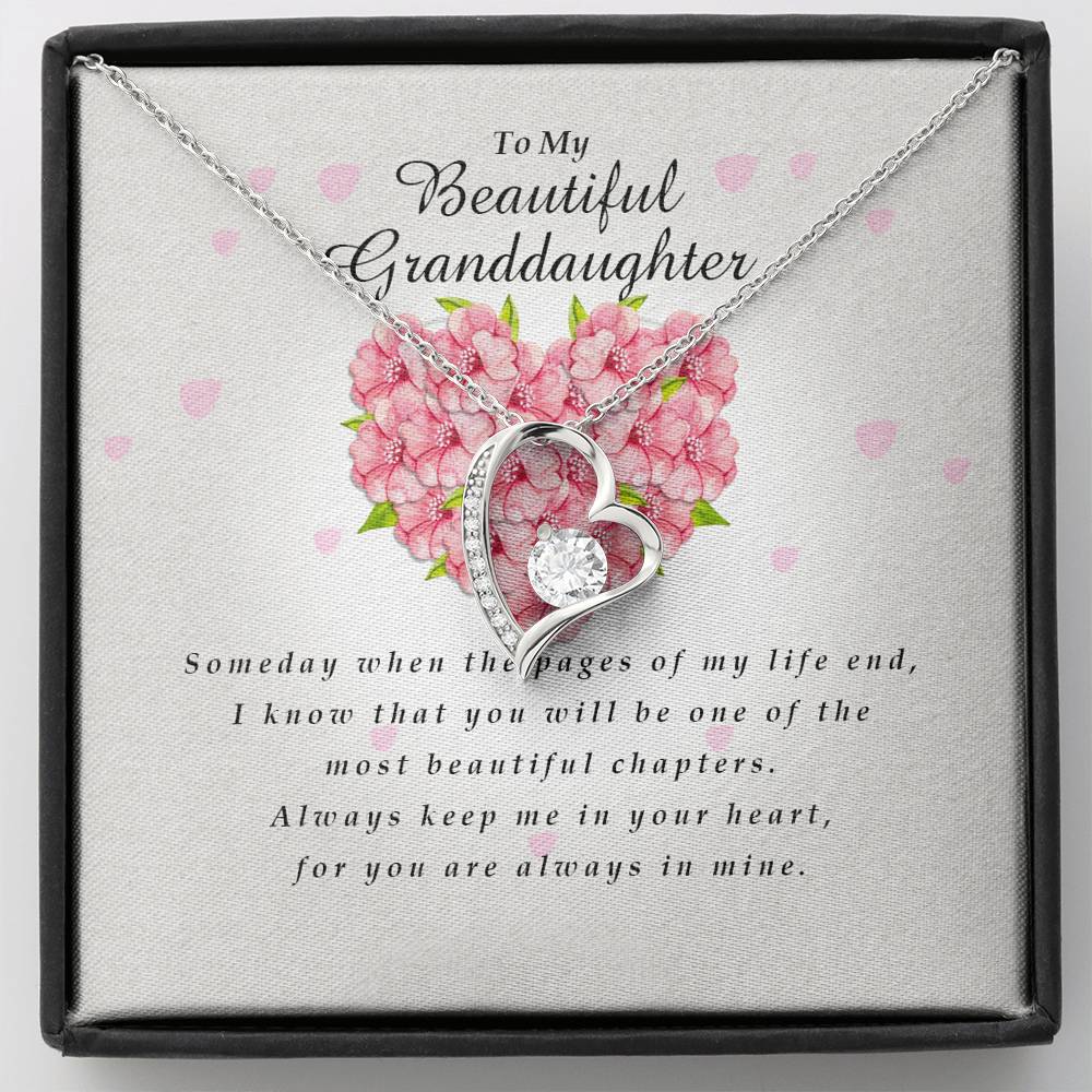 Forever Heart Necklace, To My Beautiful Granddaughter, Gift from Grandma / Grandpa