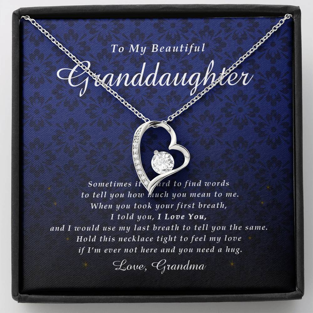 Forever Heart Necklace, To My Beautiful Granddaughter, With Love From Grandma