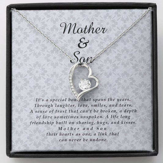 Mother and Son Jewelry Card, Forever Heart Necklace
