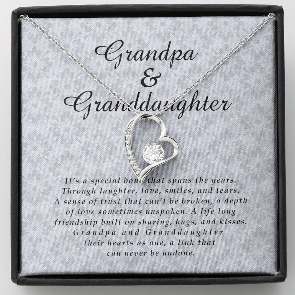 Grandpa and Granddaughter Jewelry Card, Forever Heart Necklace