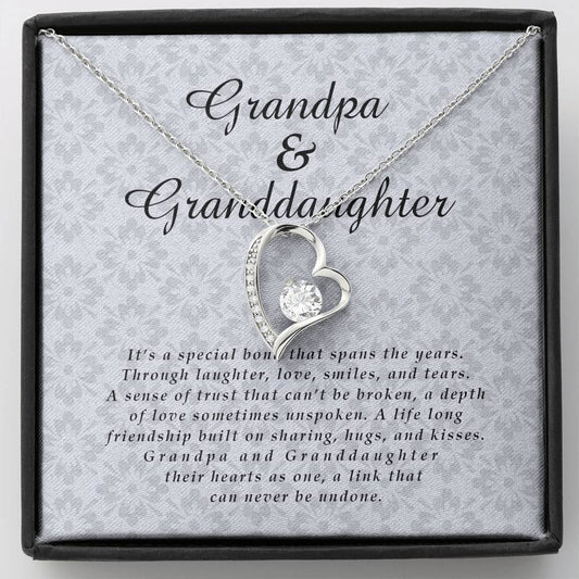 Grandpa and Granddaughter Jewelry Card, Forever Heart Necklace