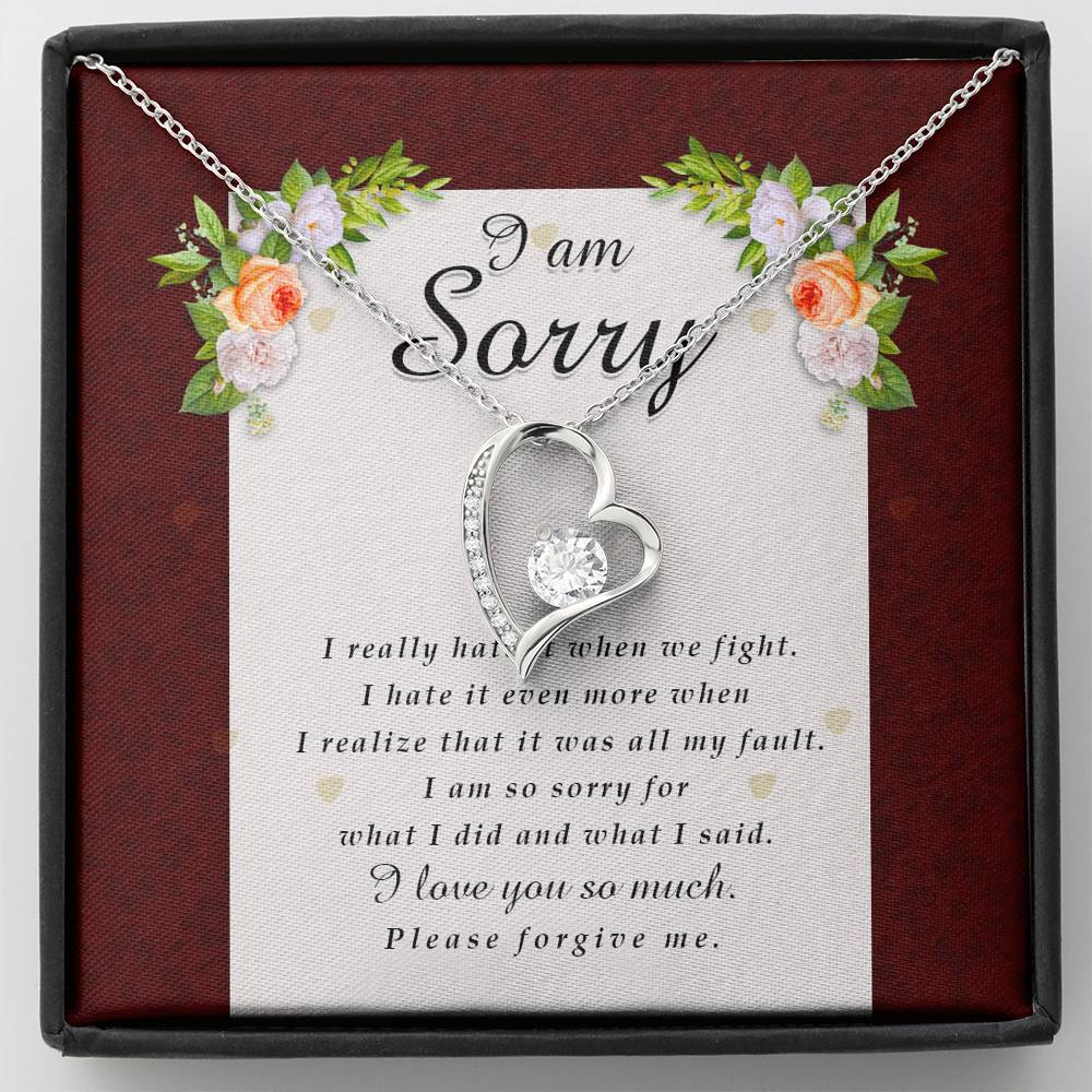 Forever Heart Necklace, I'm Sorry Card, Apology Gift For Her, Forgiveness Gift, I’m Sorry Gift For Wife / Girlfriend, Gift To Say Sorry