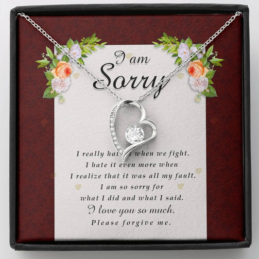 Forever Heart Necklace, I'm Sorry Card, Apology Gift For Her, Forgiveness Gift, I’m Sorry Gift For Wife / Girlfriend, Gift To Say Sorry
