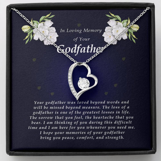 Forever Heart Necklace, Memorial Gift For Loss of Godfather