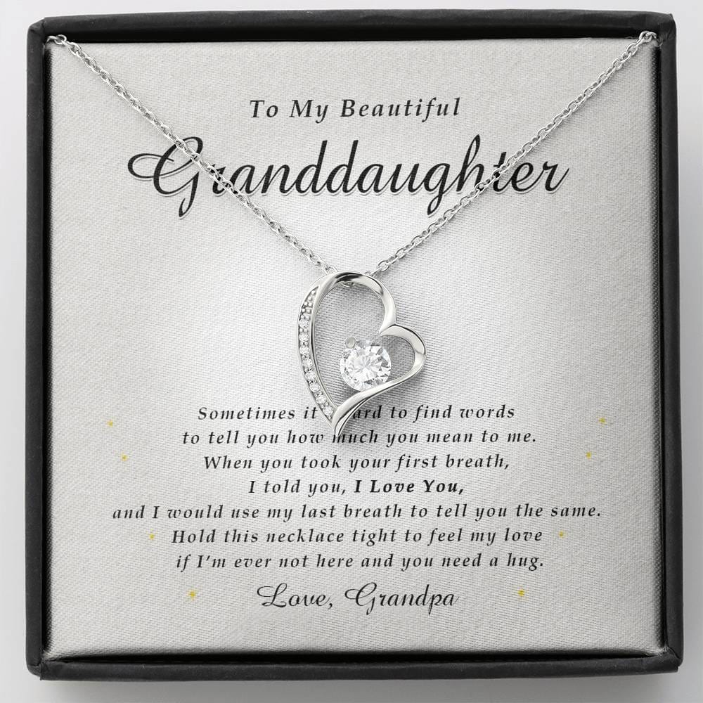 Forever Heart Necklace, To My Beautiful Granddaughter, With Love From Grandpa